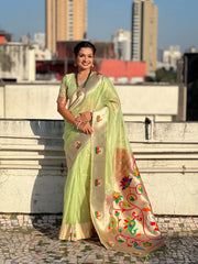 Soft Organza Rajhans Paithani Saree