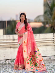 Soft Organza Rajhans Paithani Saree