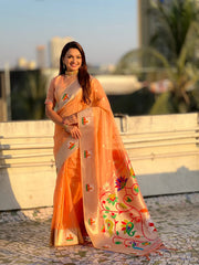 Soft Organza Rajhans Paithani Saree