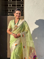 Soft Organza Rajhans Paithani Saree