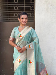 Soft Organza Rajhans Paithani Saree