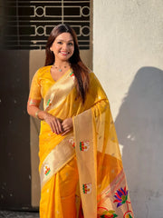 Soft Organza Rajhans Paithani Saree