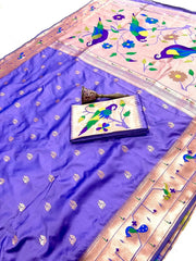 Pure Kanchipuram Paithani Silk Parrot Design Saree