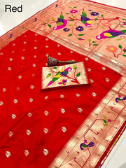 Pure Kanchipuram Paithani Silk Parrot Design Saree