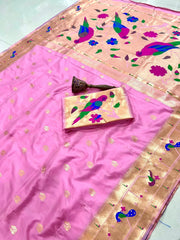 Pure Kanchipuram Paithani Silk Parrot Design Saree