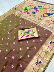 Pure Kanchipuram Paithani Silk Parrot Design Saree