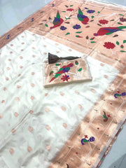 Pure Kanchipuram Paithani Silk Parrot Design Saree