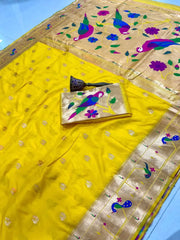 Pure Kanchipuram Paithani Silk Parrot Design Saree