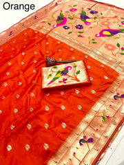 Pure Kanchipuram Paithani Silk Parrot Design Saree