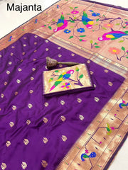 Pure Kanchipuram Paithani Silk Parrot Design Saree