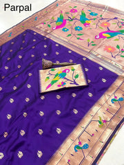 Pure Kanchipuram Paithani Silk Parrot Design Saree
