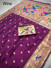 Pure Kanchipuram Paithani Silk Parrot Design Saree