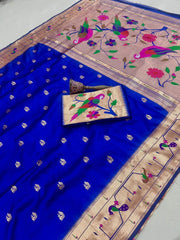 Pure Kanchipuram Paithani Silk Parrot Design Saree