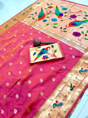 Pure Kanchipuram Paithani Silk Parrot Design Saree