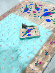 Pure Kanchipuram Paithani Silk Parrot Design Saree
