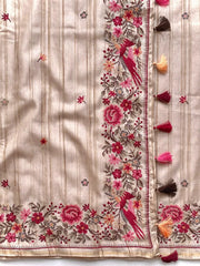 Handloom-Inspired Tussar Silk Embroidery Saree