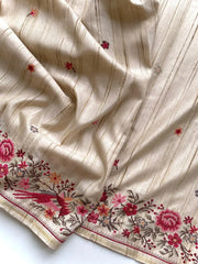 Handloom-Inspired Tussar Silk Embroidery Saree