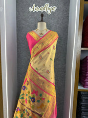 Traditional Tissue Silk Floral Folk Pallu Paithani Saree