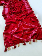 Pure Cotton Hand Dyed Bandhej Sibori Saree