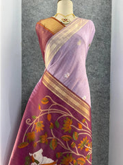 Premium Kamdhenu Pichwai Muga Silk Saree