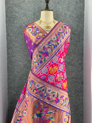 Designer Paithani Patola Sparrow Saree in Banarasi Soft Silk