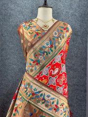 Designer Paithani Patola Sparrow Saree in Banarasi Soft Silk