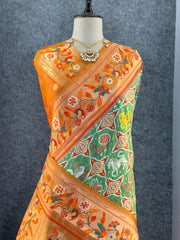 Designer Paithani Patola Sparrow Saree in Banarasi Soft Silk