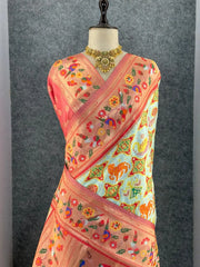 Designer Paithani Patola Sparrow Saree in Banarasi Soft Silk