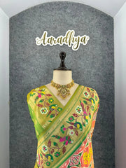 Designer Paithani Patola Sparrow Saree in Banarasi Soft Silk