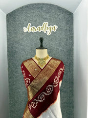 Pure Viscose Dola Silk Tye & Dye Bandhani Saree