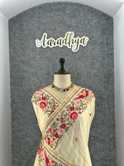 Handloom-Inspired Tussar Silk Embroidery Saree