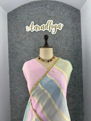 Tissue Silk Rainbow Banarasi Saree (Mirror Work Blouse)