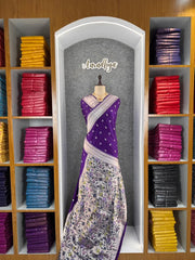 Viscose Raw Silk Bandhej Printed Paithani Saree