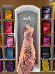 Pure Muga Cotton Parrot Paithani Saree