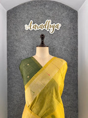 Pure Muga Cotton Parrot Paithani Saree