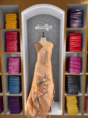 Pure Muga Cotton Parrot Paithani Saree