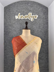 Pure Muga Cotton Parrot Paithani Saree