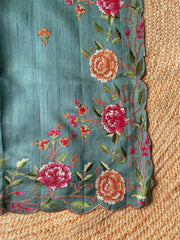 Matka Silk Floral Embroidered Border Saree