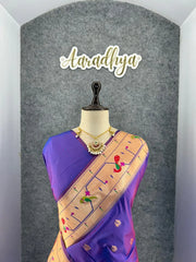 Pure Kanchipuram Paithani Silk Parrot Design Saree