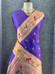 Pure Kanchipuram Paithani Silk Parrot Design Saree