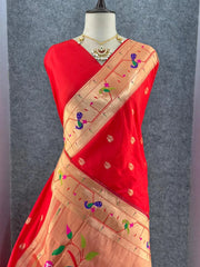 Pure Kanchipuram Paithani Silk Parrot Design Saree
