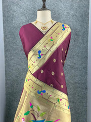 Pure Kanchipuram Paithani Silk Parrot Design Saree