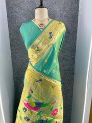 Pure Kanchipuram Paithani Silk Parrot Design Saree