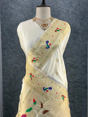 Pure Kanchipuram Paithani Silk Parrot Design Saree