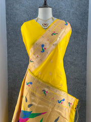 Pure Kanchipuram Paithani Silk Parrot Design Saree
