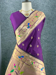 Pure Kanchipuram Paithani Silk Parrot Design Saree