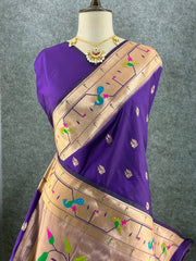 Pure Kanchipuram Paithani Silk Parrot Design Saree