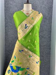 Pure Kanchipuram Paithani Silk Parrot Design Saree