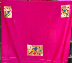 Pure Kanchipuram Paithani Silk Parrot Design Saree