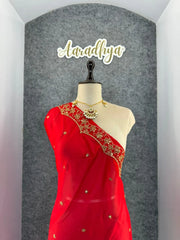 Heavy Rangoli Silk (soft) Material Embroidery Work Saree